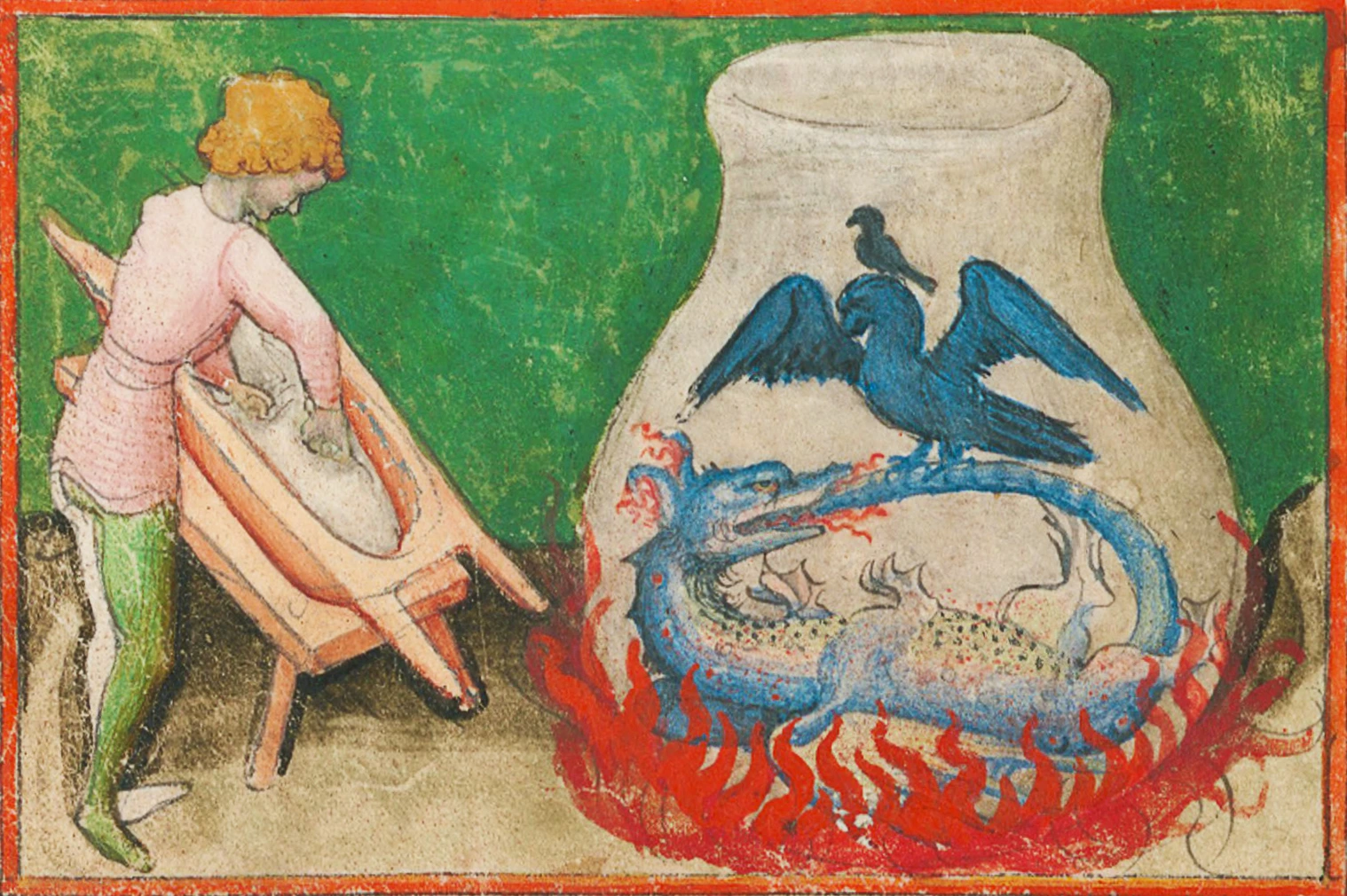 15th century depiction of an Ouroboros from the alchemical treatise Aurora consurgens (Zurich, Rheinau 172)